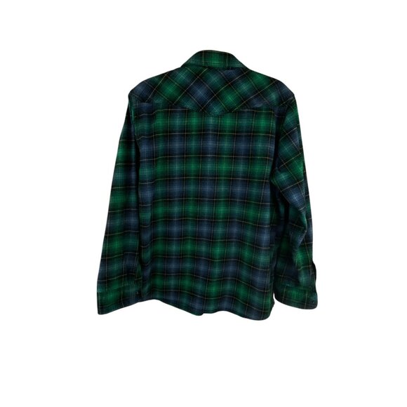 Route66 Mens Green & Blue Plaid Long Sleeve Cabin CoreButton-Up Shirt Casual Wes - Picture 5 of 11